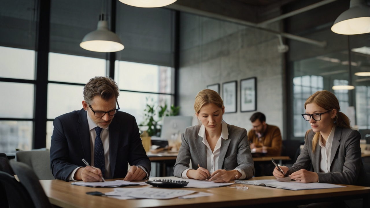 Equipo de auditores financieros profesionales